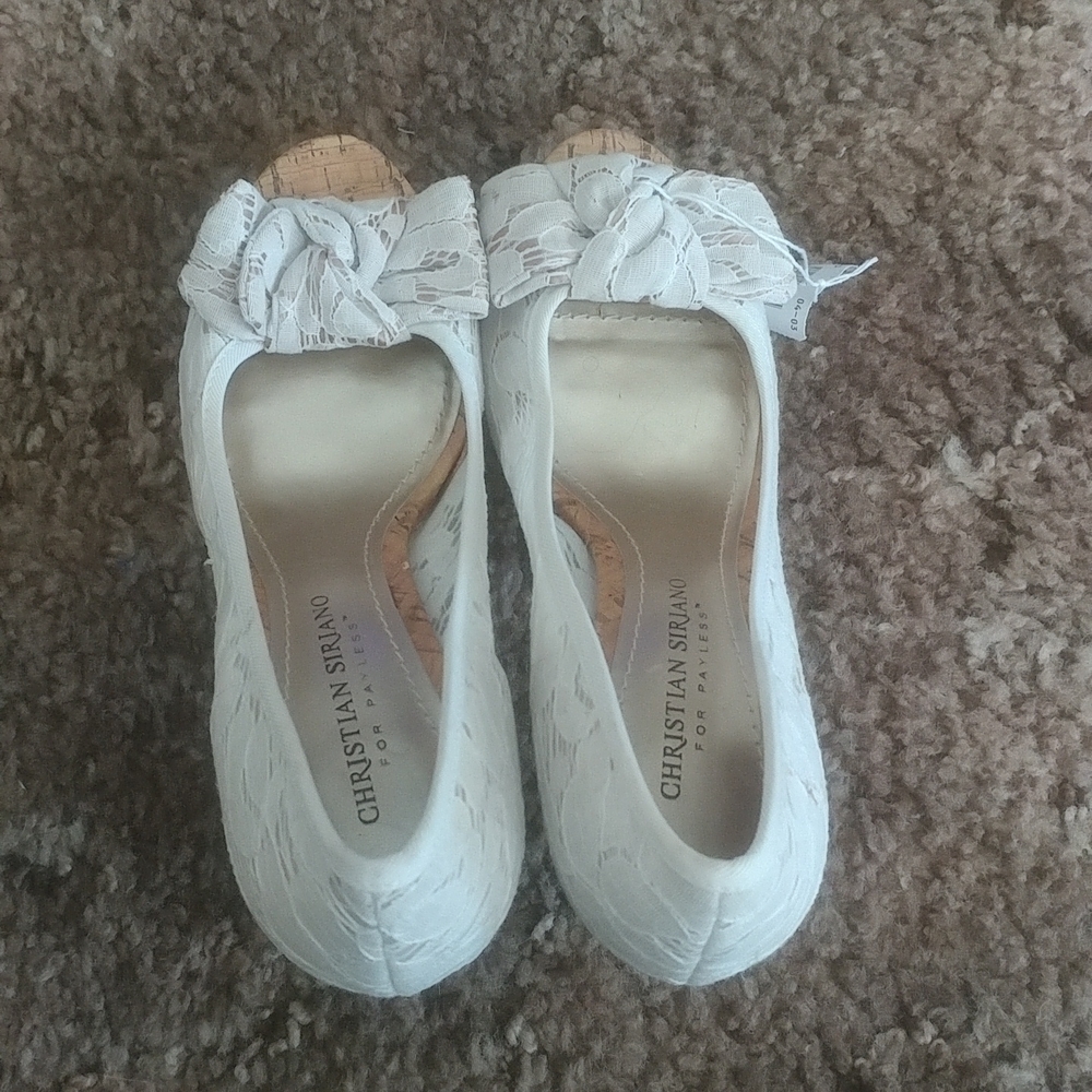 Christian Siriano White Lace Heels